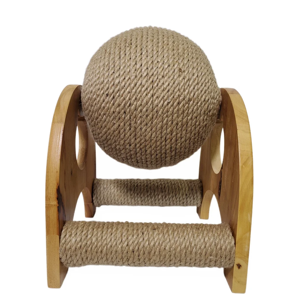 Pets Cat Kitten Home Natural Wood Jute Scratcher Active Ball Animal Pet Toy